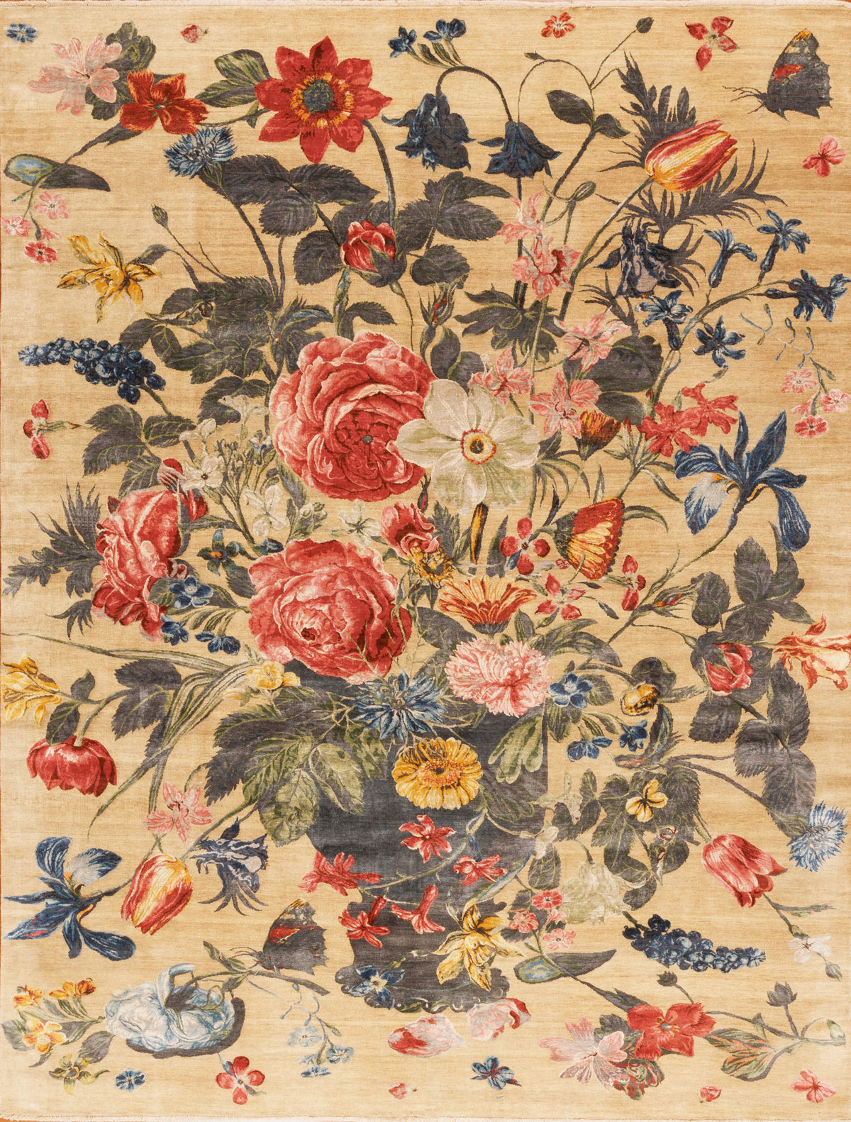 Botanical Silk & Wool, Floral Garden, Bronze