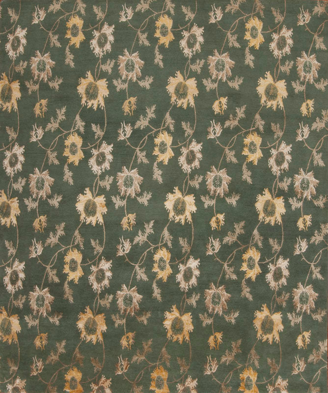 Floral Garden, deep aqua