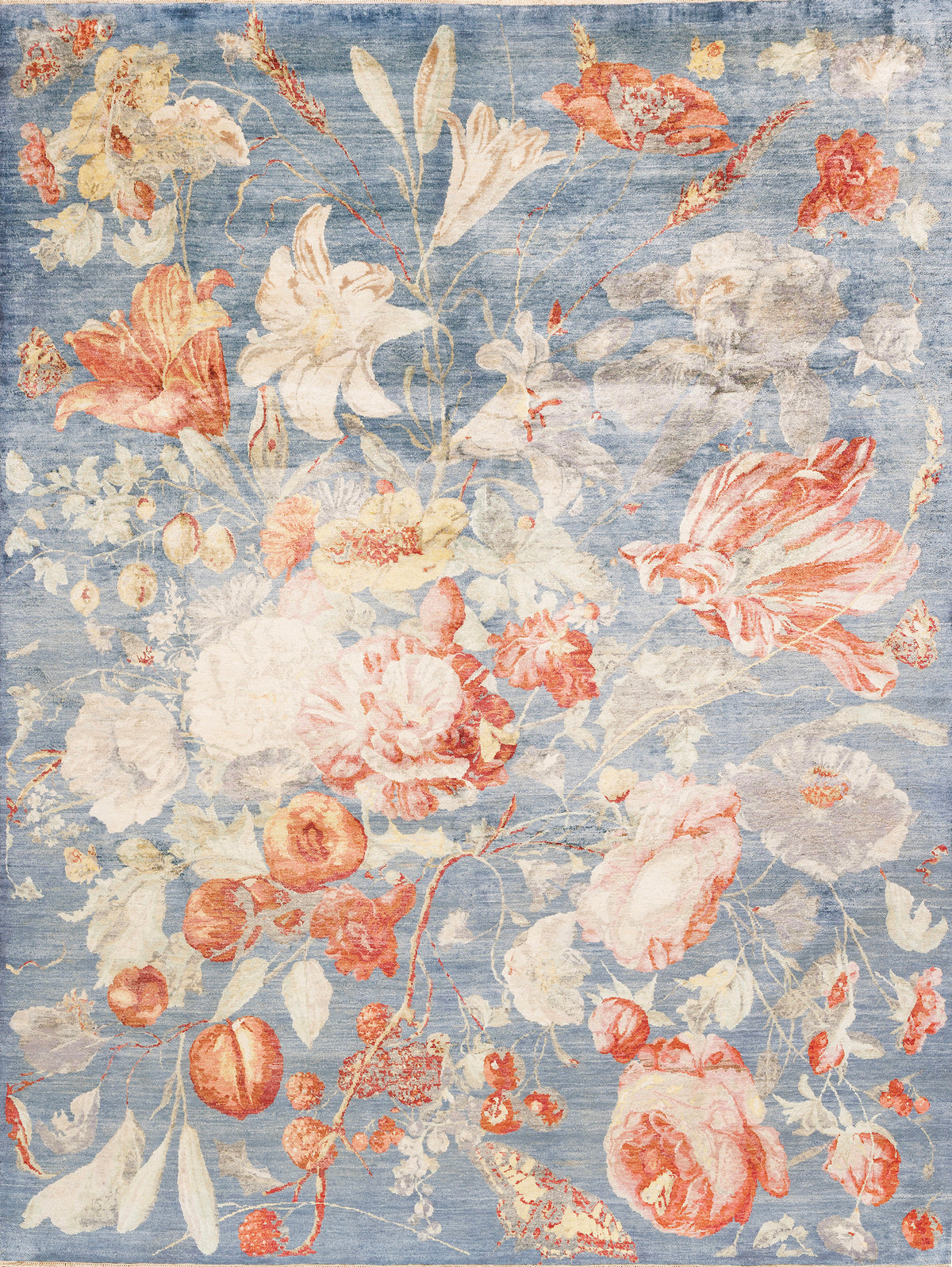 Botanical Silk, Flores Dusty-Blue