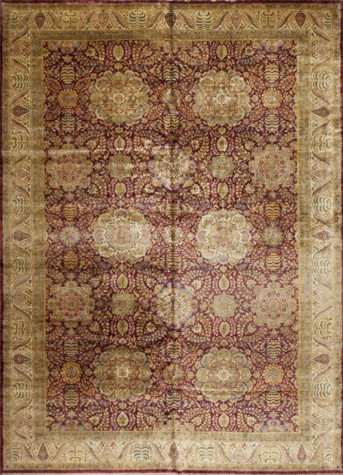 Claret Border Rug Victoria, Claret/Ivory – Samad Rugs