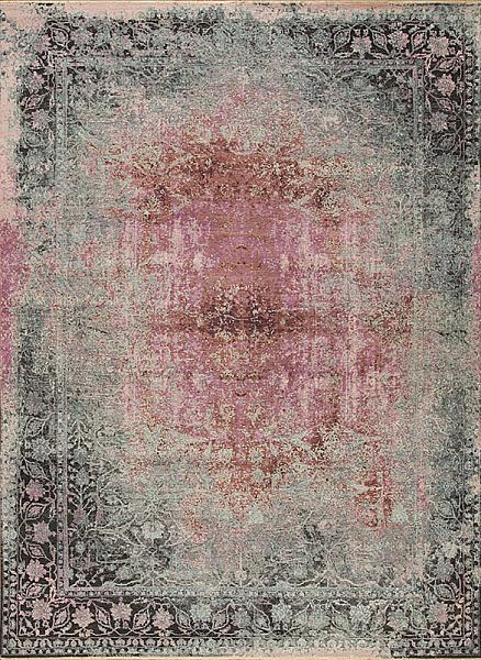 159027 Ancient Wool & Silk <br> Marathon, Rose-Charcoal 