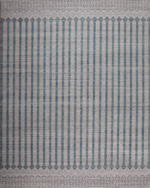 146006 Manhattan Reserve Wool & Silk <br> Pearl, Silver/Blue