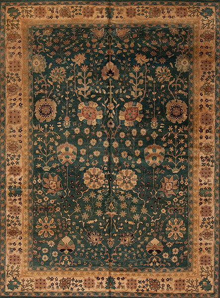 63546 INDO PERSIAN 88-144 GREEN IVORY 