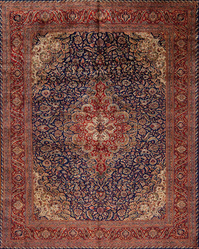 51182 PERSIAN COLLECTION <br> KASHAN Navy/Red 9.7 X 13.1